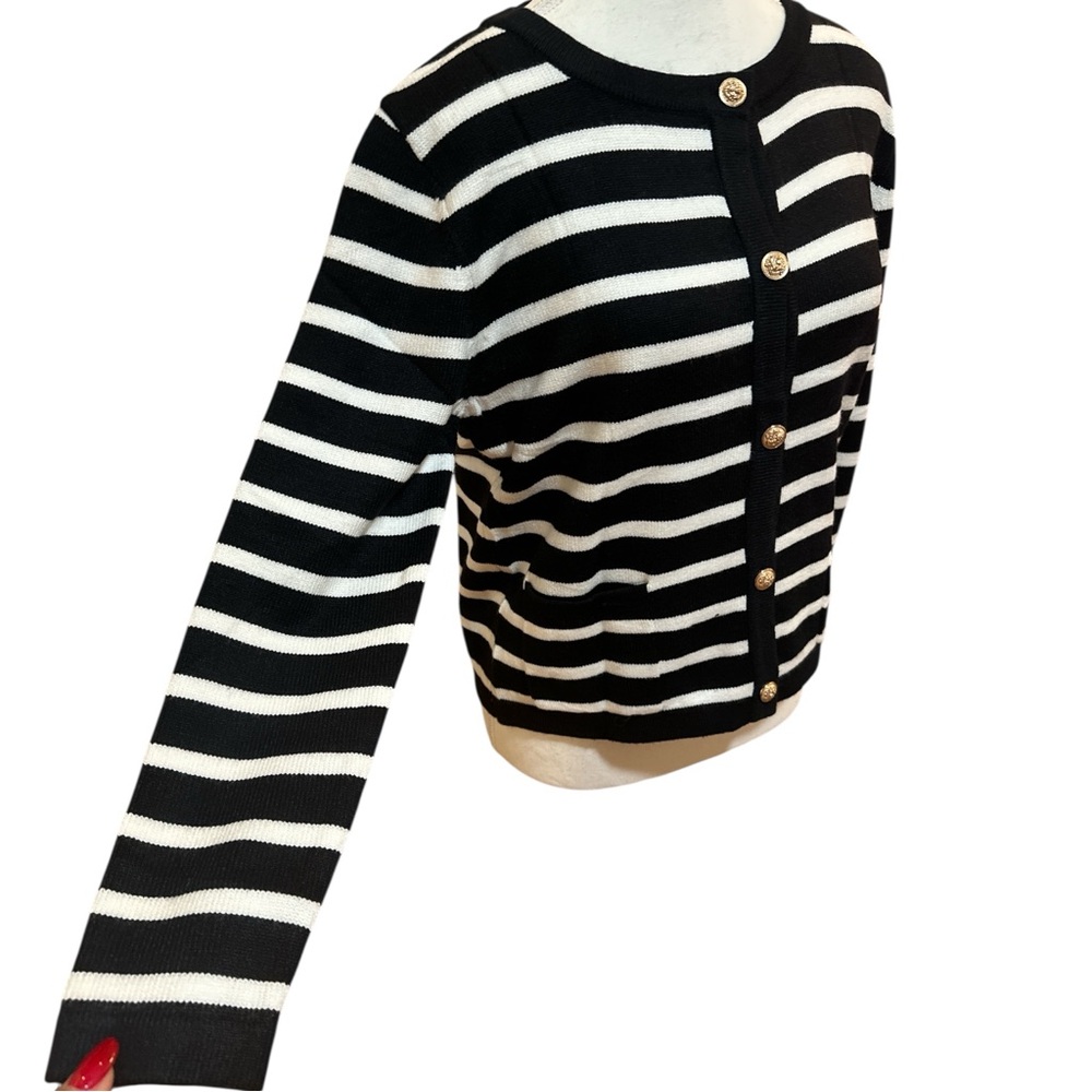 Anrabess NWT Black and White Striped Women's Sweater - Picture 6 of 10